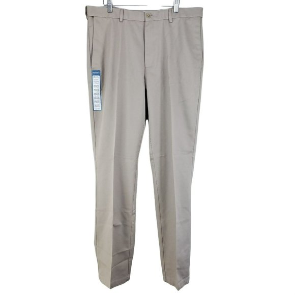 Hagger Straight Fit Khaki Pants Men's Size 36x34 Tan Hidden Expandable Waistband - Picture 1 of 7